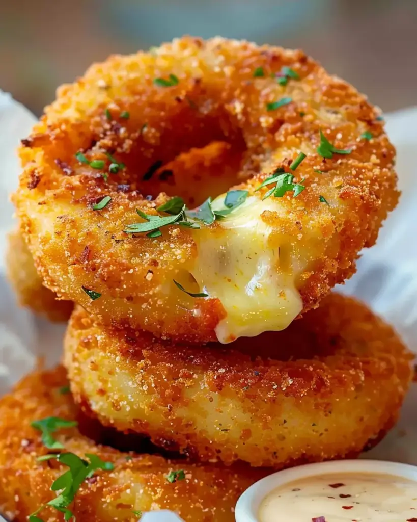 Cheesy Stuffed Mozzarella Onion Rings