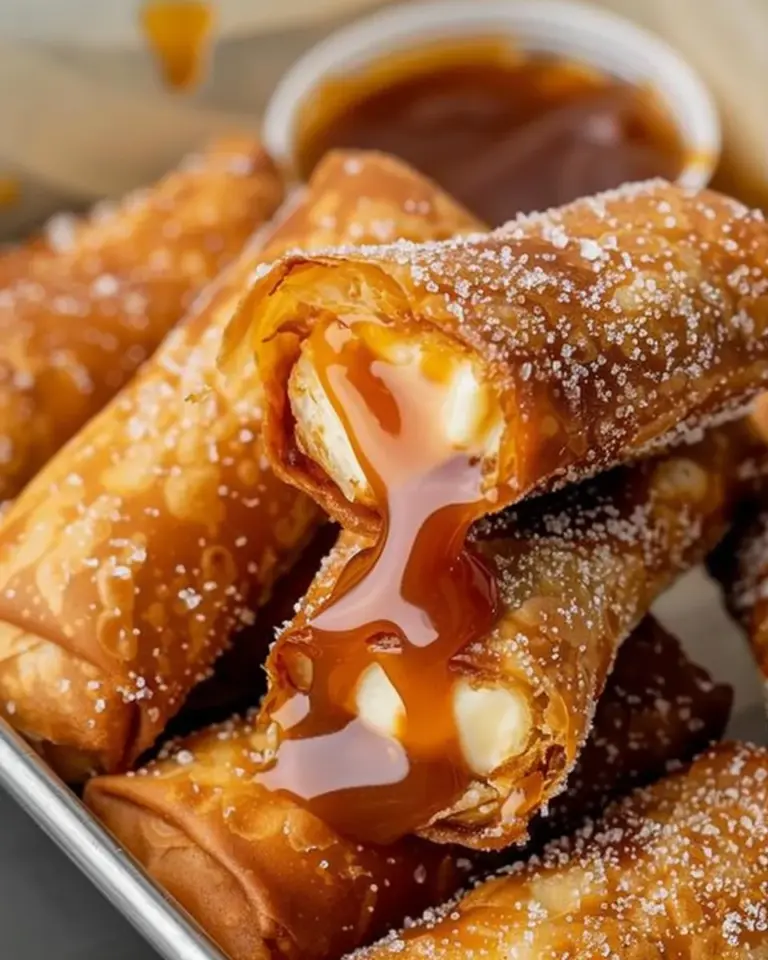 Cheesecake Egg Rolls- With Caramel Sauce