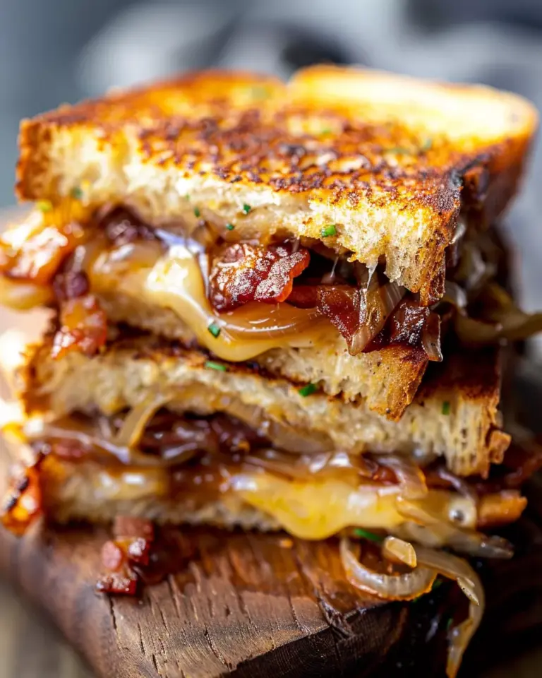 Indulge In Bacon And Caramelized Onion Grilled Cheese Sandwiches