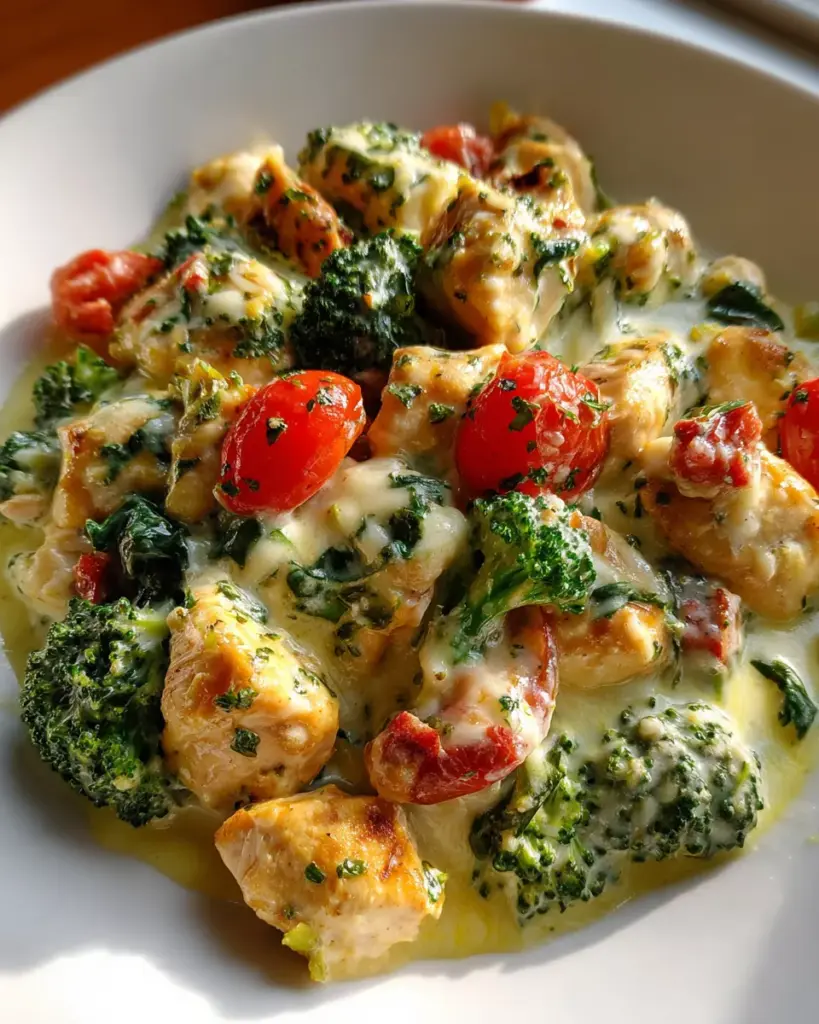 Garlic Chicken with Broccoli and Spinach