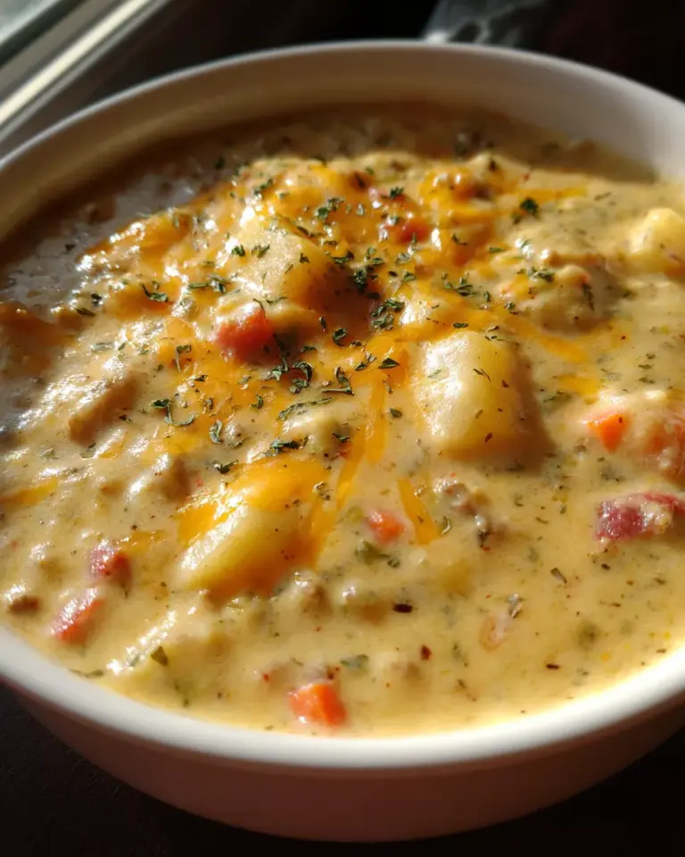 Crockpot Creamy Potato & Hamburger Soup | Easy Recipe