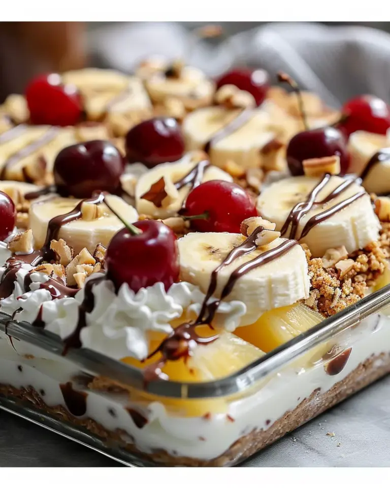 No Bake Banana Split Cake