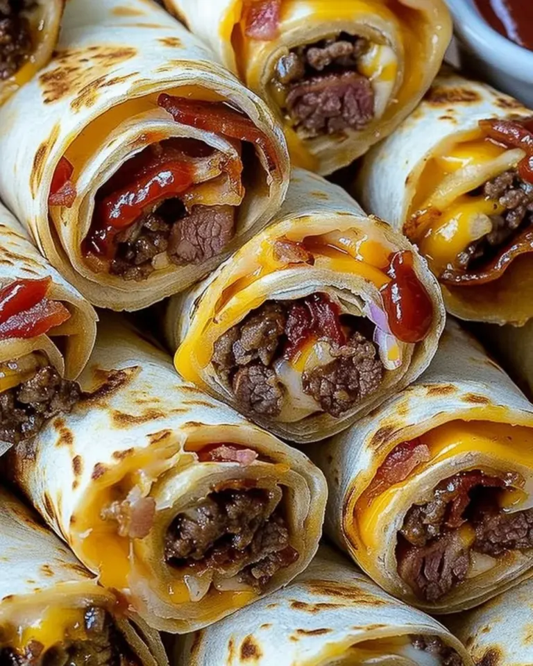 Ultimate Bacon Cheeseburger Tortilla Roll-ups