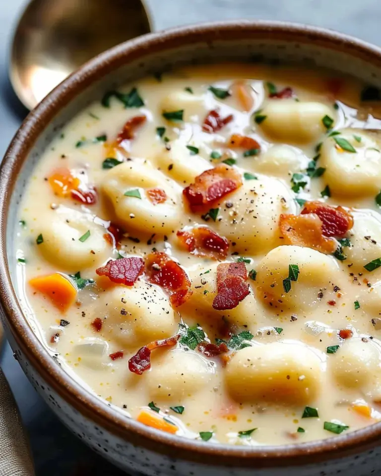 Creamy Bacon Cheddar Gnocchi Soup