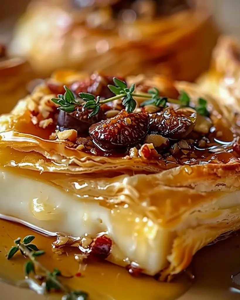 Baked Brie in Puff Pastry with Honey and Fig