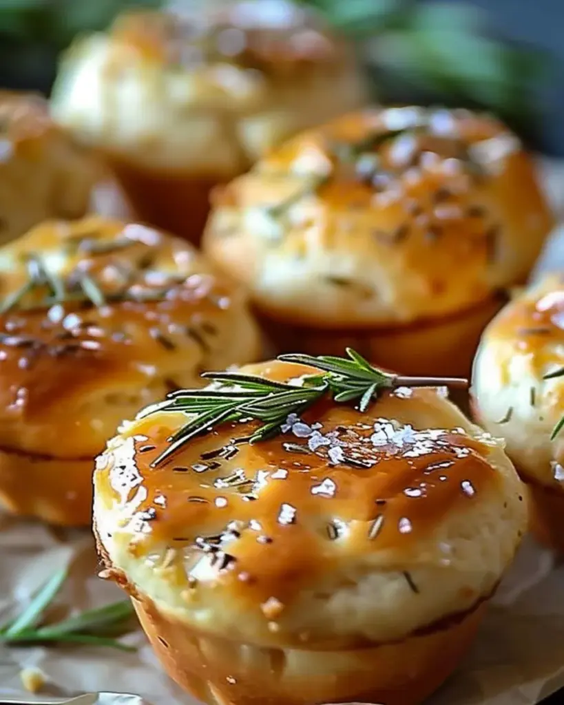 Easy Garlic Rosemary Focaccia Muffins