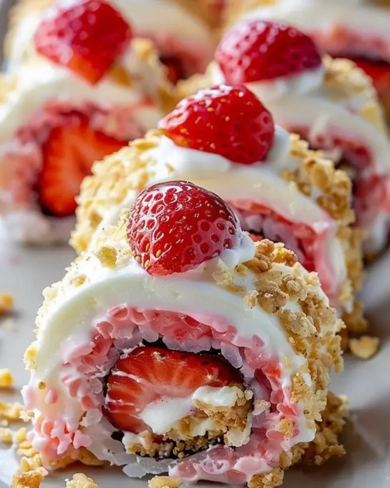 strawberry shortcake cheesecake dessert sushi rolls