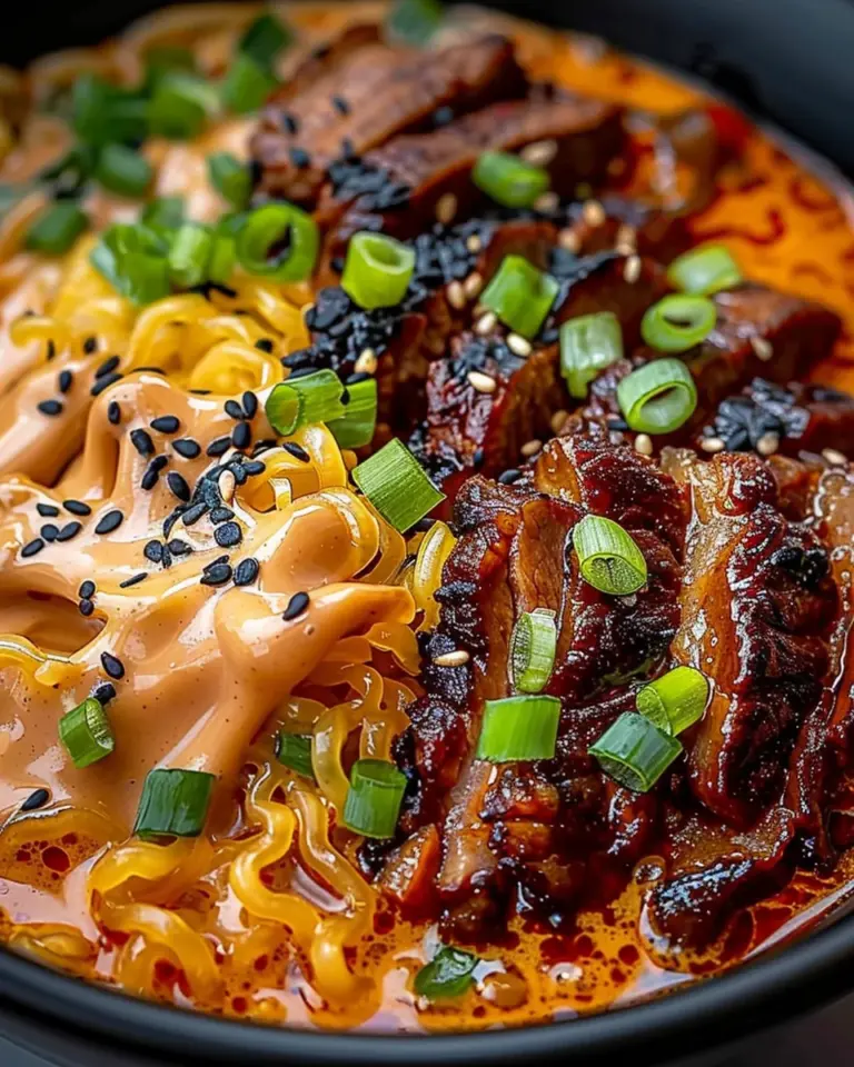 Spicy Korean Ramen with Grilled Beef & Creamy Sauce