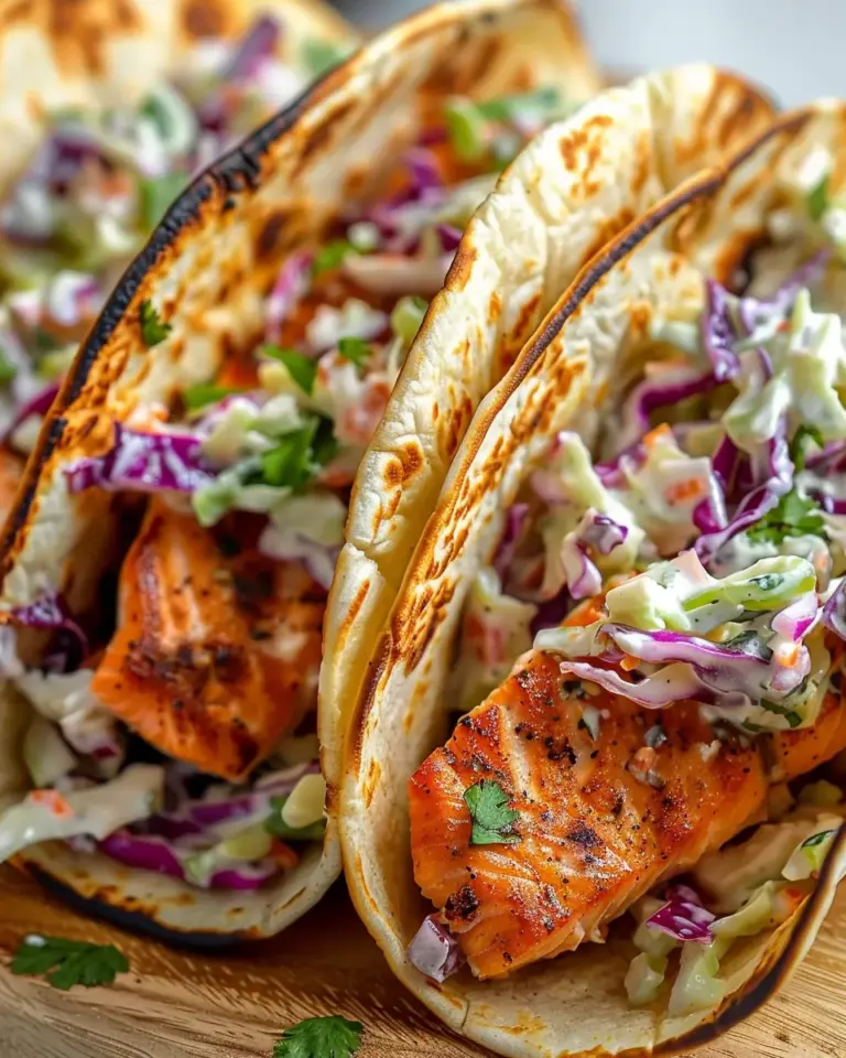 Air Fryer Salmon Tacos with Slaw