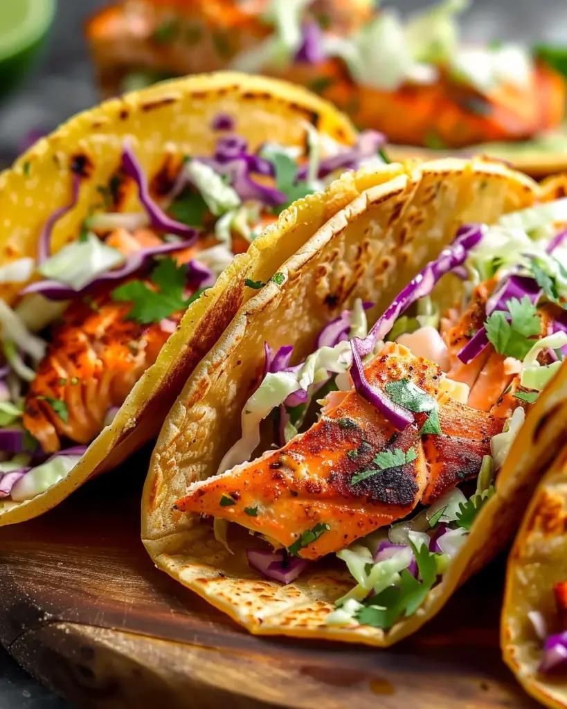 Air Fryer Salmon Tacos with Slaw