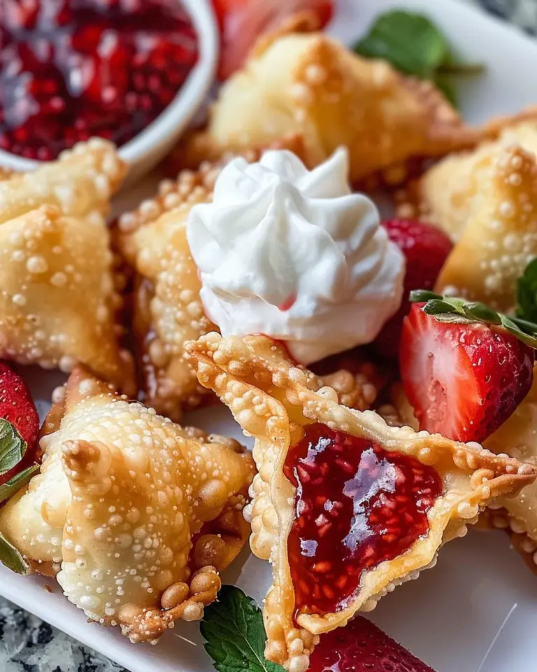 Deep-Fried Strawberry Cheesecake Stuffed Wonton Bites: Irresistibly Crispy!