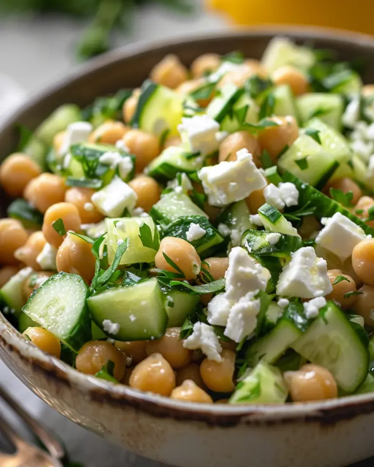 Cucumber Chickpea Feta Lemon