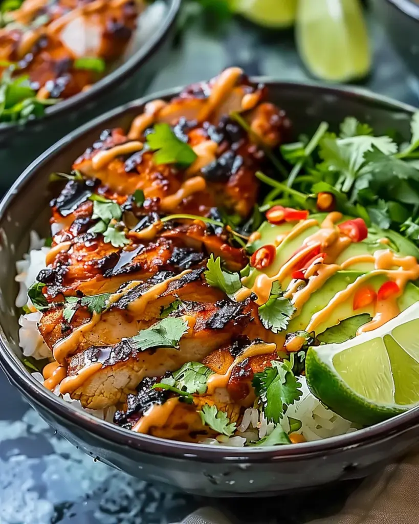 Sweet Chili Chicken Bowl with Coconut Lime Drizzle