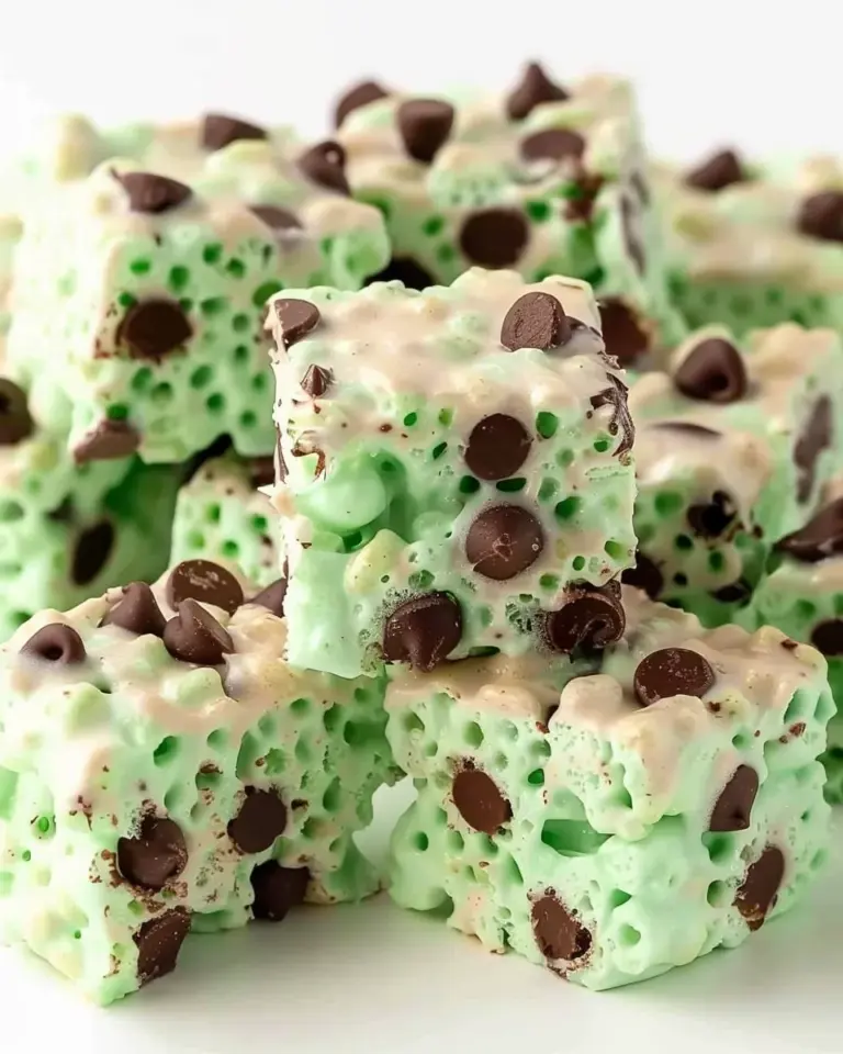 Mint Chocolate Chip Rice Krispie Treats