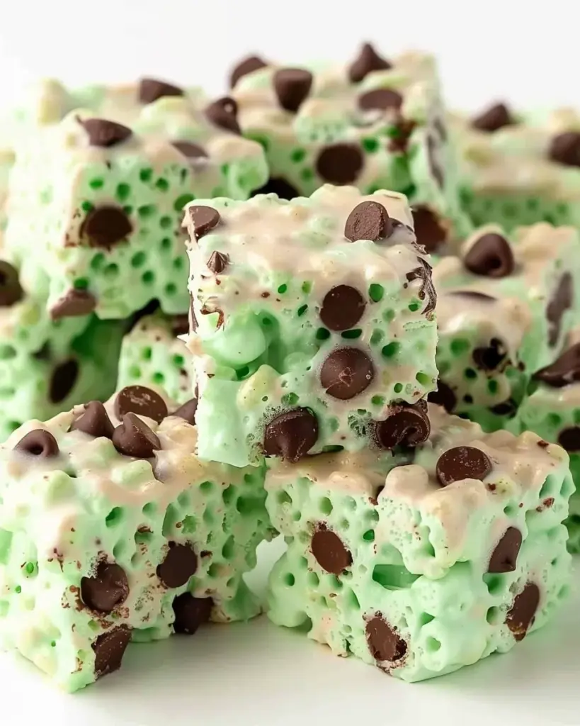 Mint Chocolate Chip Rice Krispie Treats