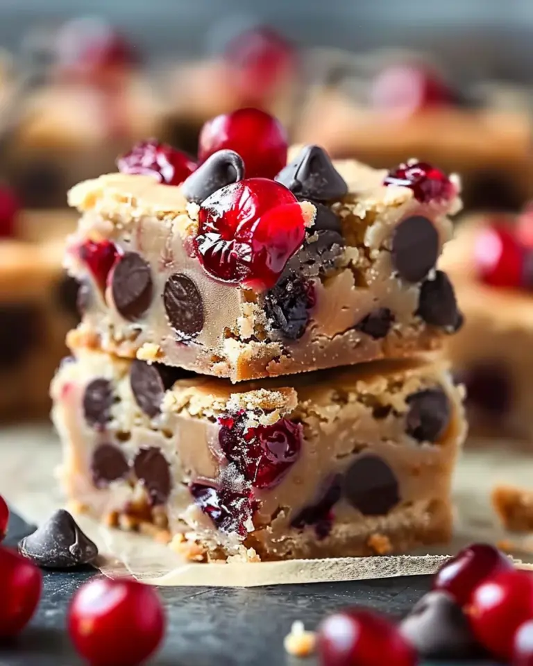 Decadent Chocolate Chip Maraschino Cherry Shortbread Bars