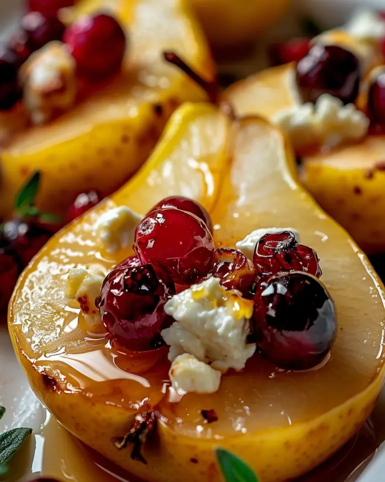 Baked Pears with Goat Cheese, Honey, and Cranberries