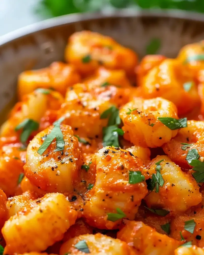 Gnocchi with Garlic Cream Tomato Sauce