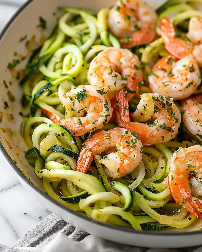 One Pan Garlic Shrimp And Zucchini Noodles