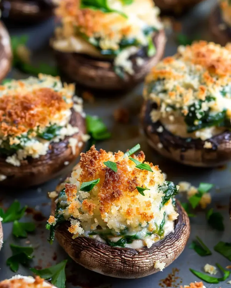 Cheesy Spinach Stuffed Mushrooms