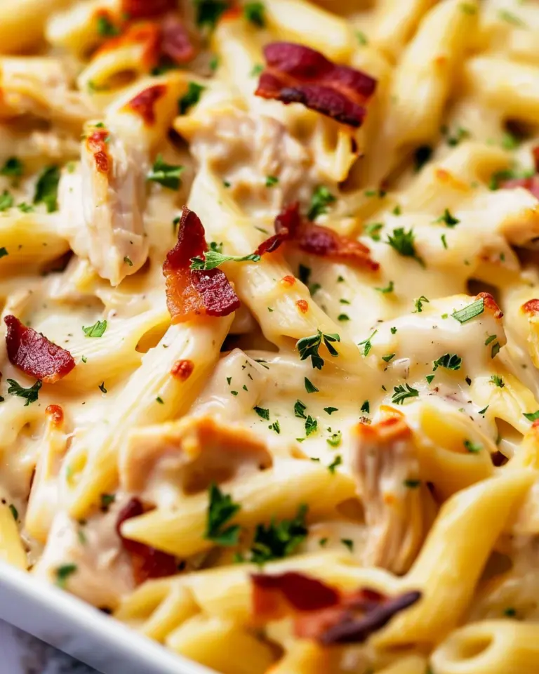Chicken Bacon Ranch Baked Penne
