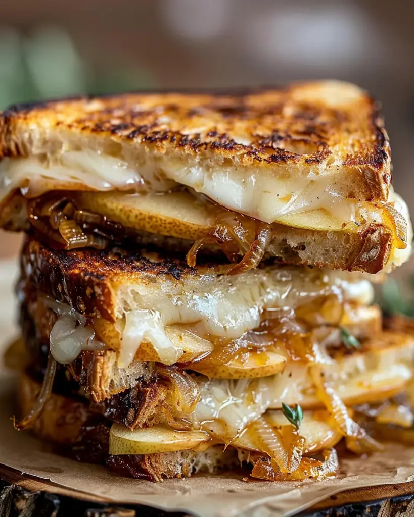 Pear & Apple Grilled Cheese With Caramelized Onions