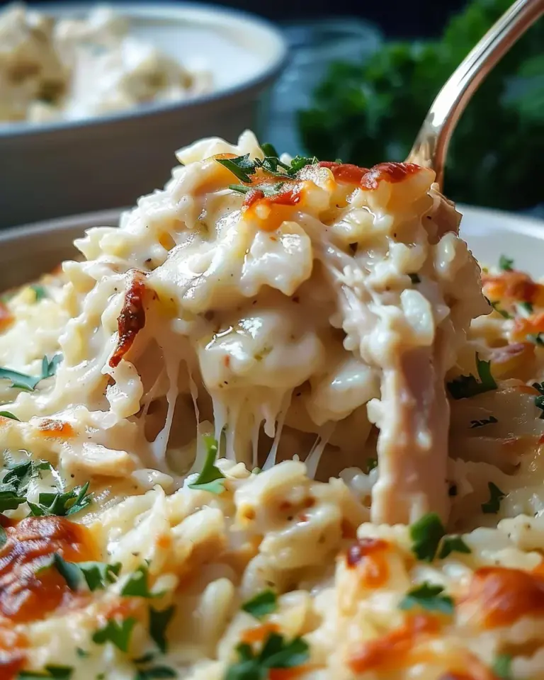 Dump-and-Bake Chicken Alfredo Rice Casserole