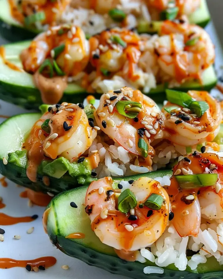 Shrimp Avocado Cucumber Boats