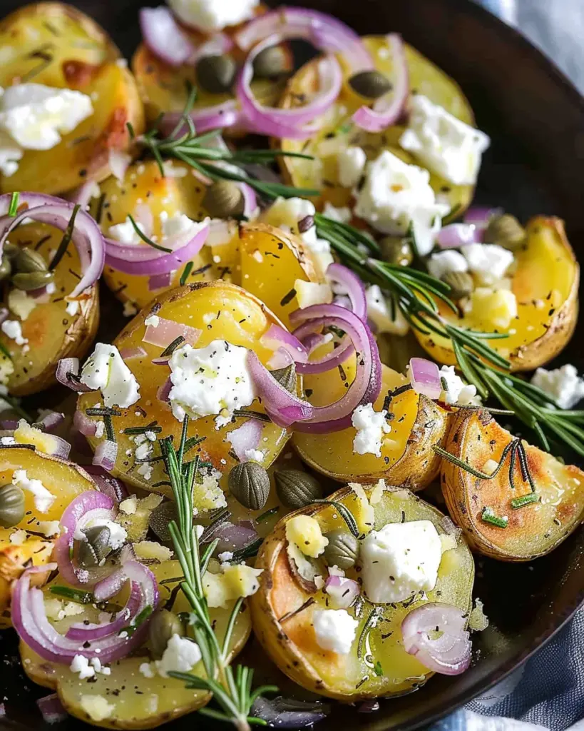 Quick smashed Greek potatoes with feta and rosemary