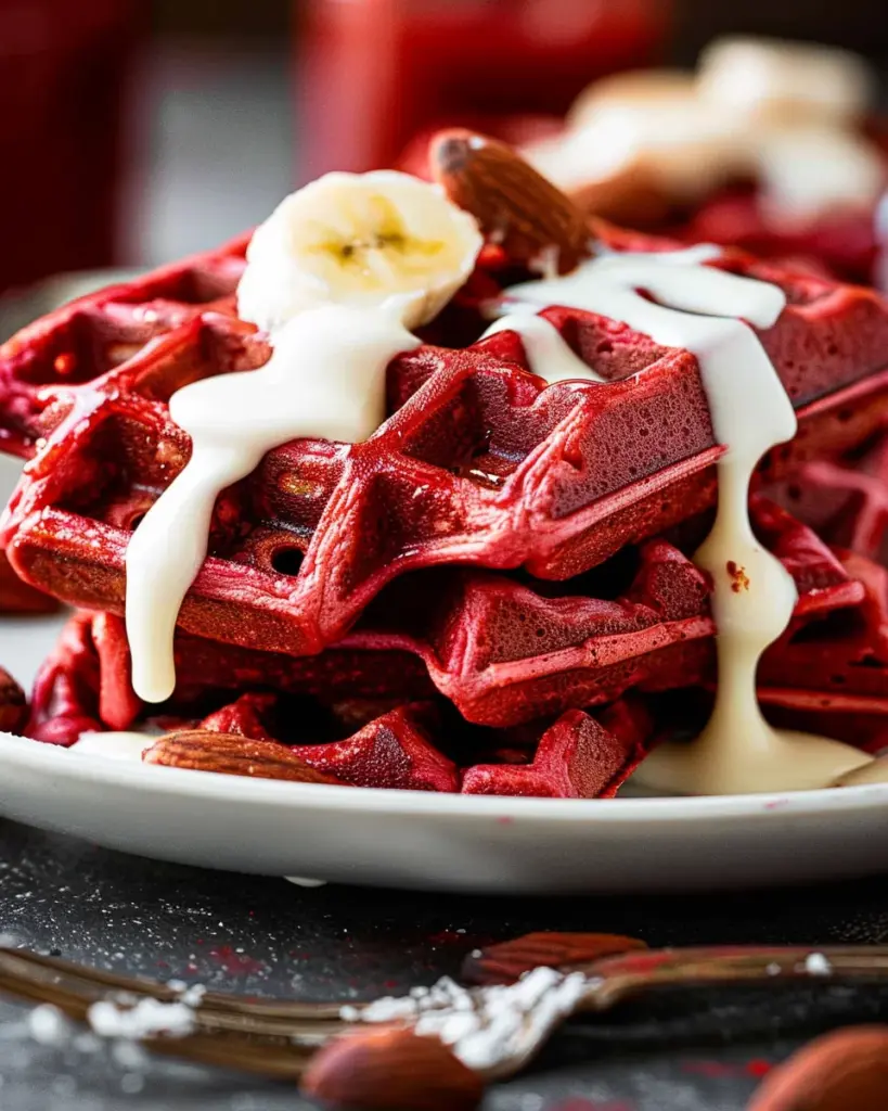 Red Velvet Waffles w/Cream Cheese Glaze