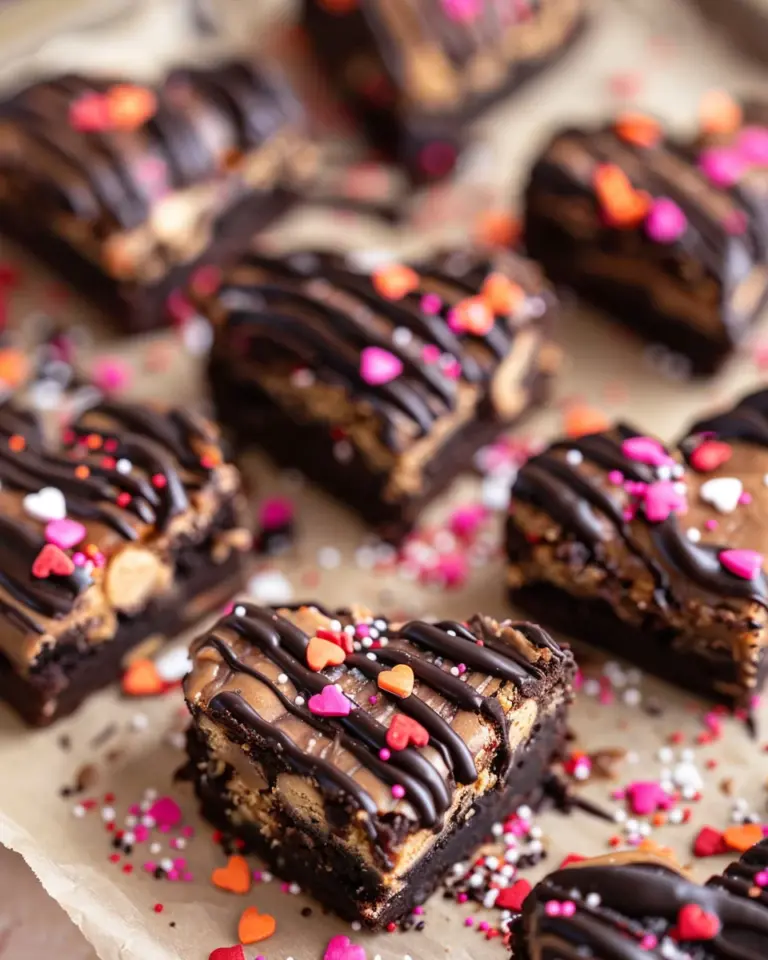 Peanut Butter Buckeye Brownie Hearts
