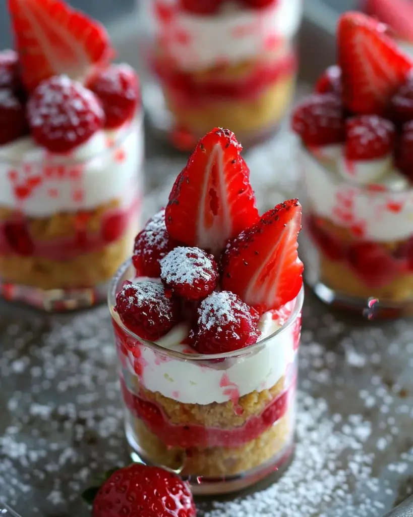Strawberry Shortcake No Bake Mini Cheesecakes