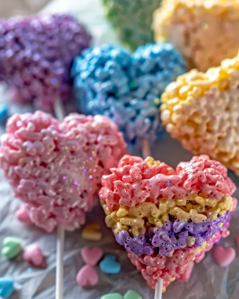 Heart-shaped Rice Krispie Treat Pops