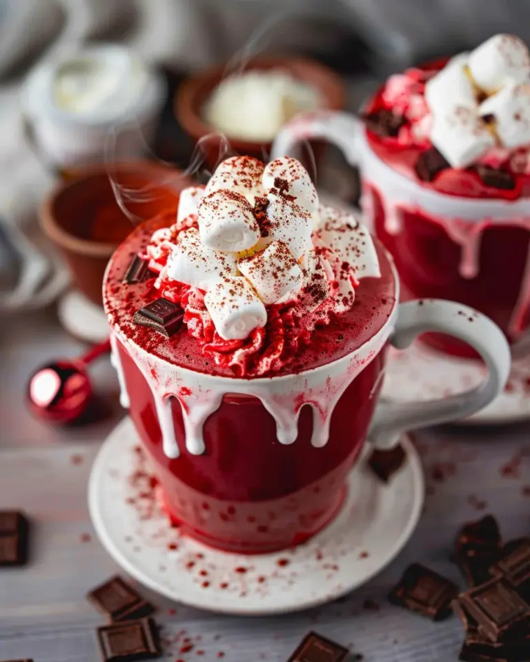 Red Velvet Hot Chocolate with Marshmallow Whipped Cream