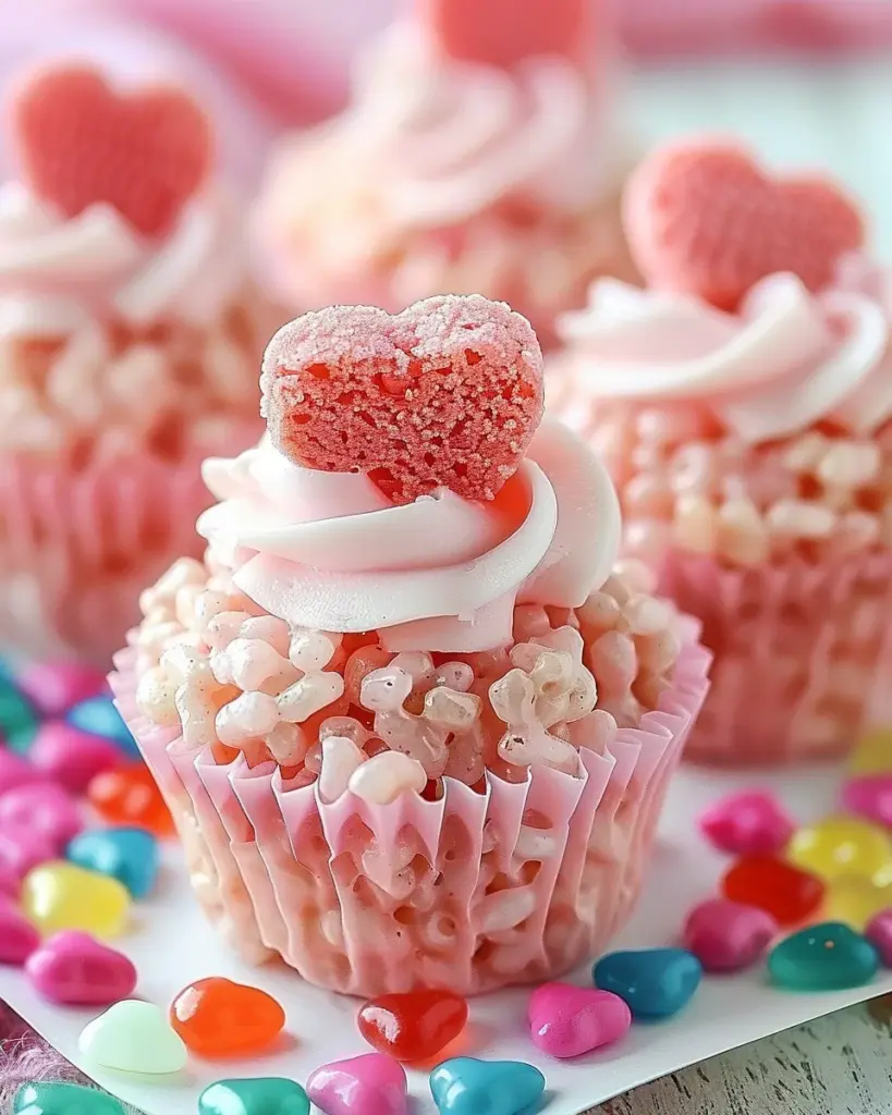 Valentine’s Day Rice Krispie Treat Cupcakes