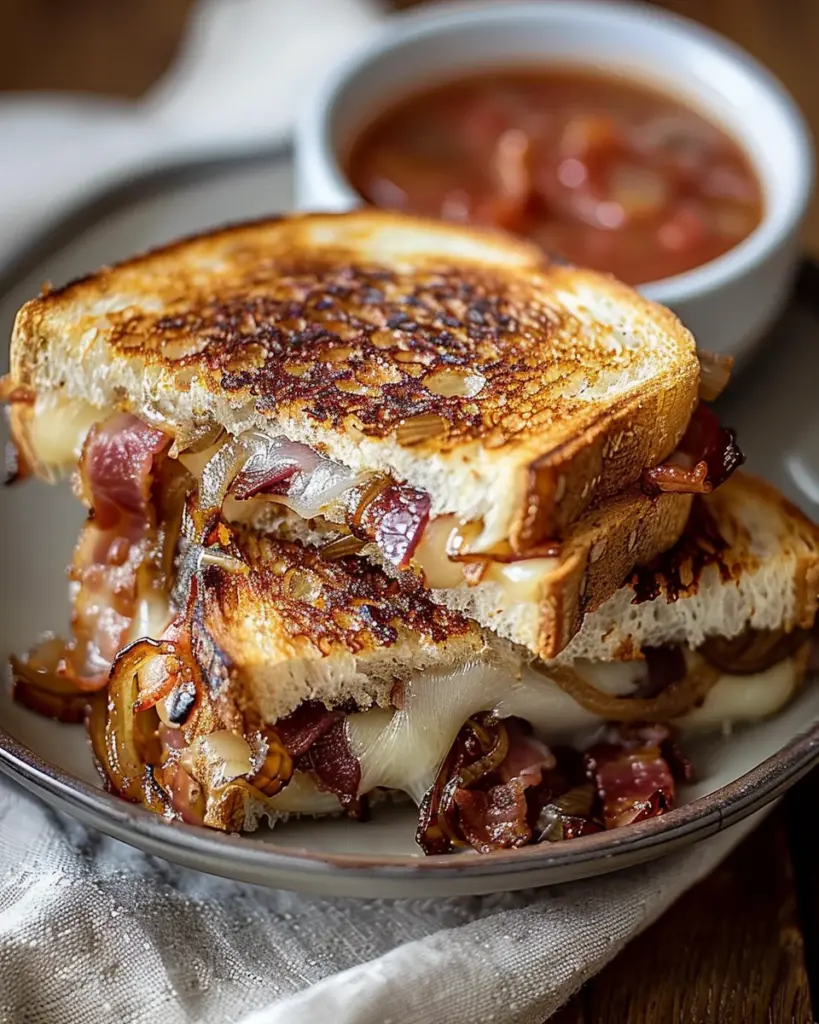 Bacon and Caramelized Onion Grilled Cheese Sandwiches