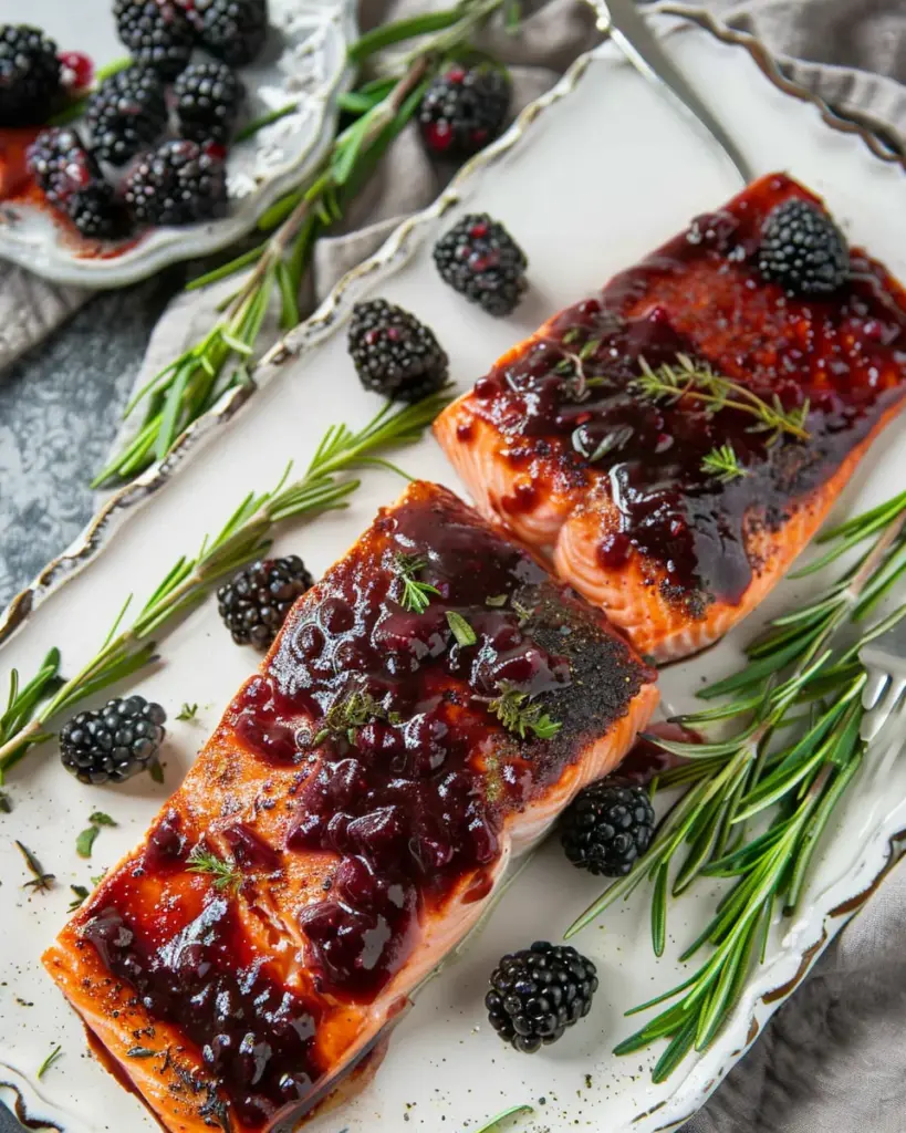 Oven Baked Salmon with Blackberry Barbecue Sauce