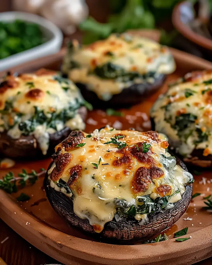 Spinach Cheese Stuffed Portobello Mushrooms