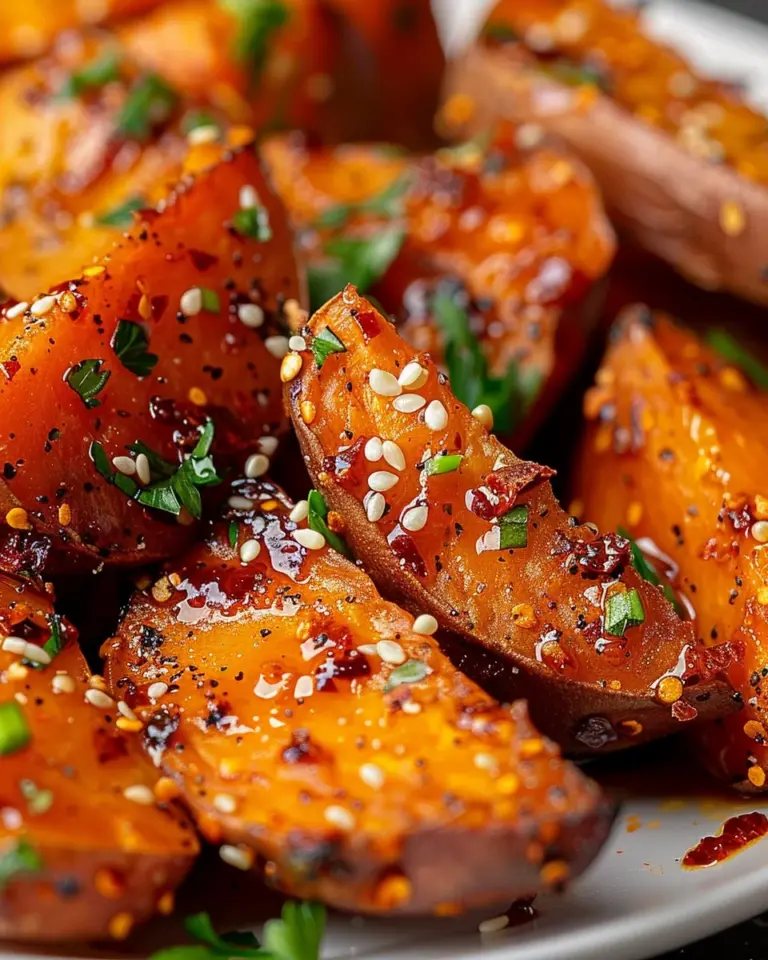 Honey Chili Smashed Sweet Potatoes