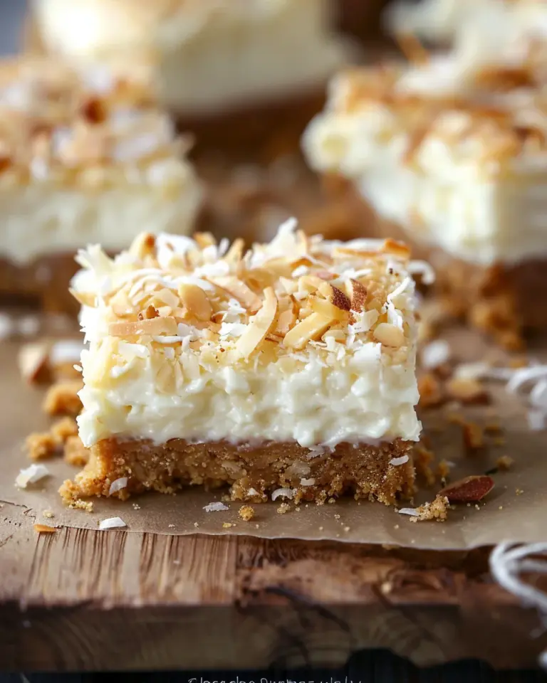 Skinny Coconut Cheesecake Bars