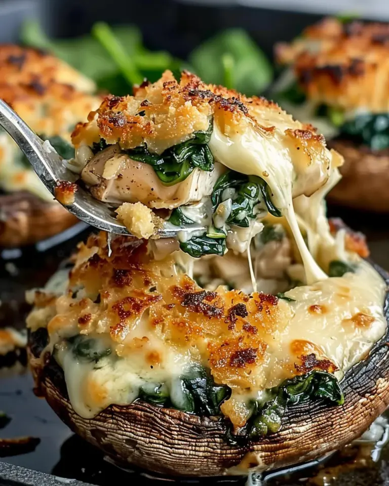 Spinach and Chicken Stuffed Mushrooms