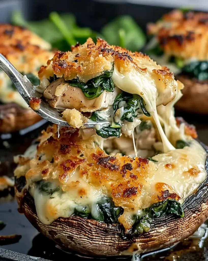 Spinach and Chicken Stuffed Mushrooms
