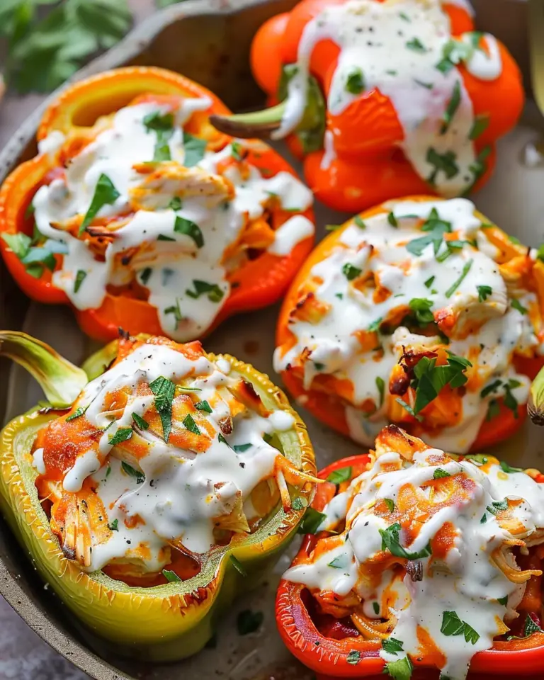 Buffalo Chicken Stuffed Peppers – Dairy Free & Low Carb