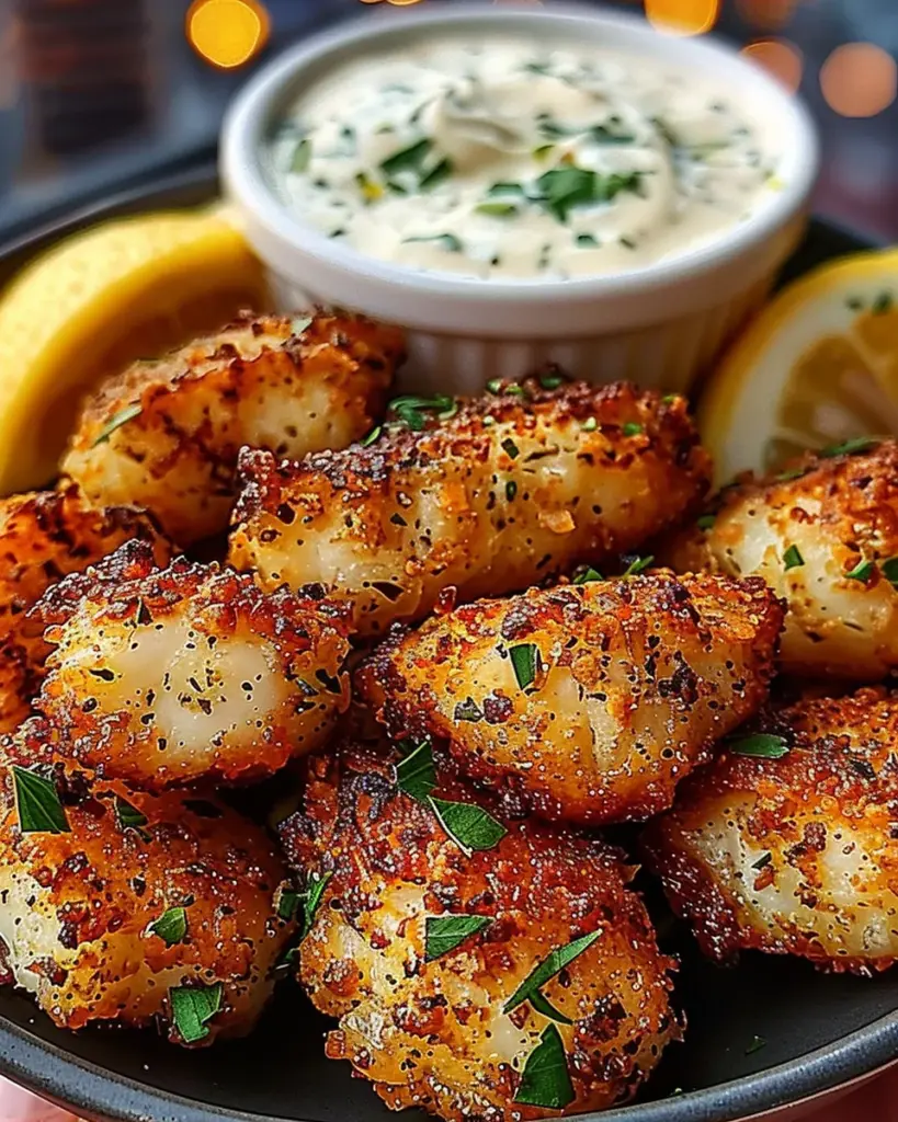 Garlic Butter Cod Bites with Creamy Lemon Herb Dip