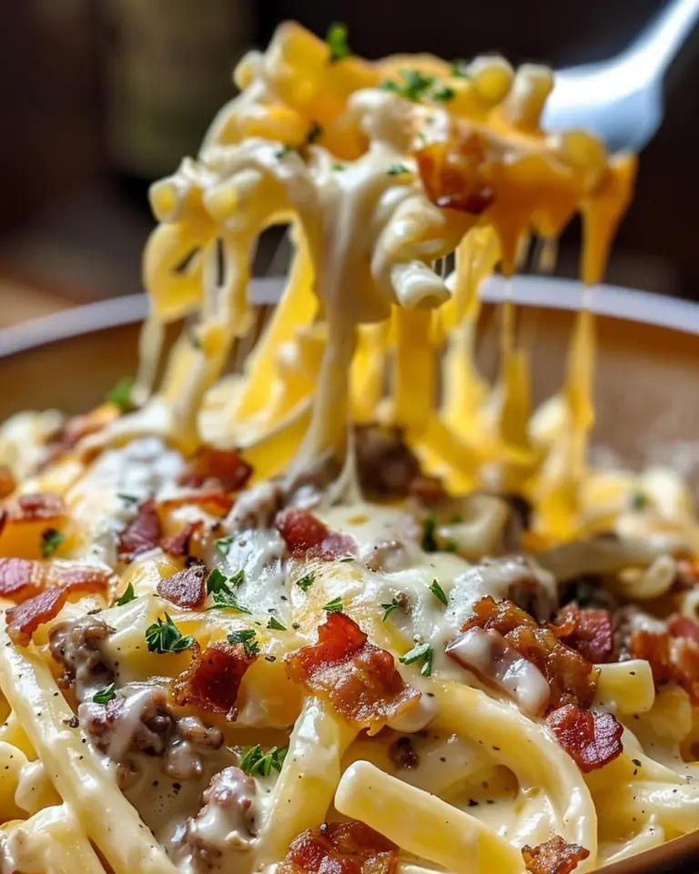 Loaded Bacon Cheeseburger Alfredo Pasta
