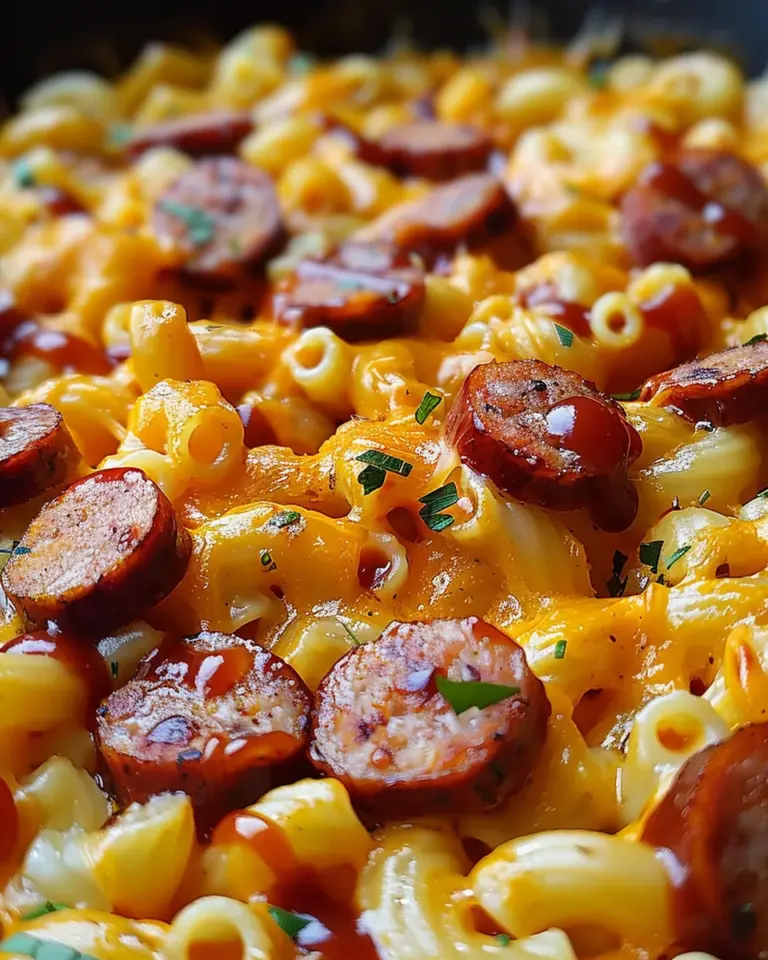 Spicy BBQ Cheddar Mac with Smoked Sausage