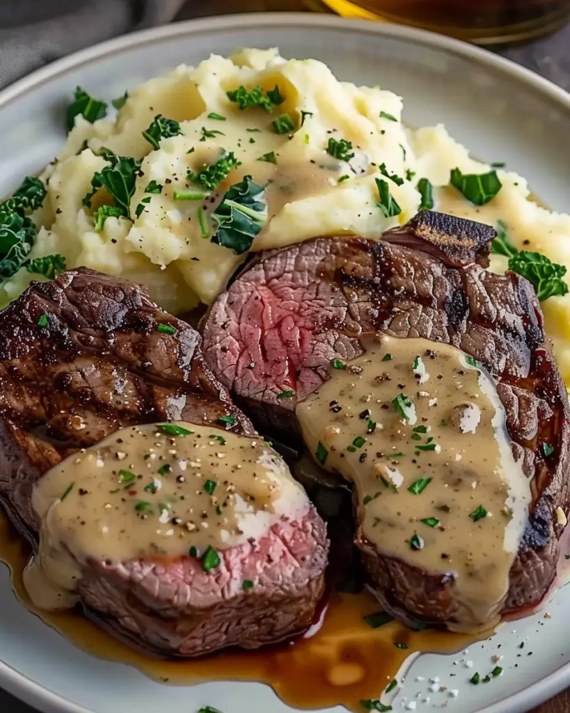 Savory Gaelic Irish Steaks with Whiskey Cream and Colcannon Delight