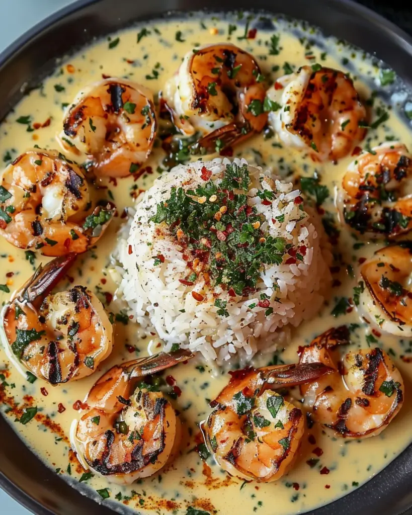 Creamy Garlic Butter Shrimp over Rice Recipe
