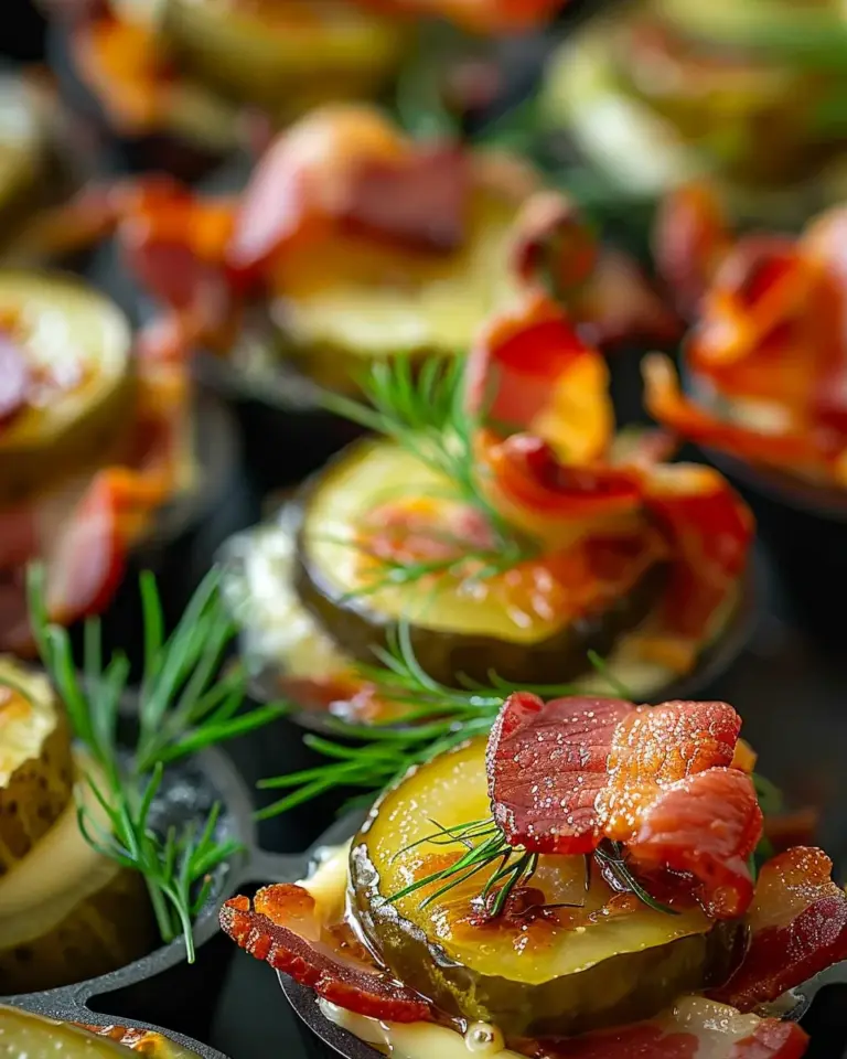 Tasty Cheese Dill Pickle Bacon Shots
