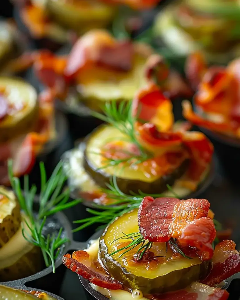 Tasty Cheese Dill Pickle Bacon Shots